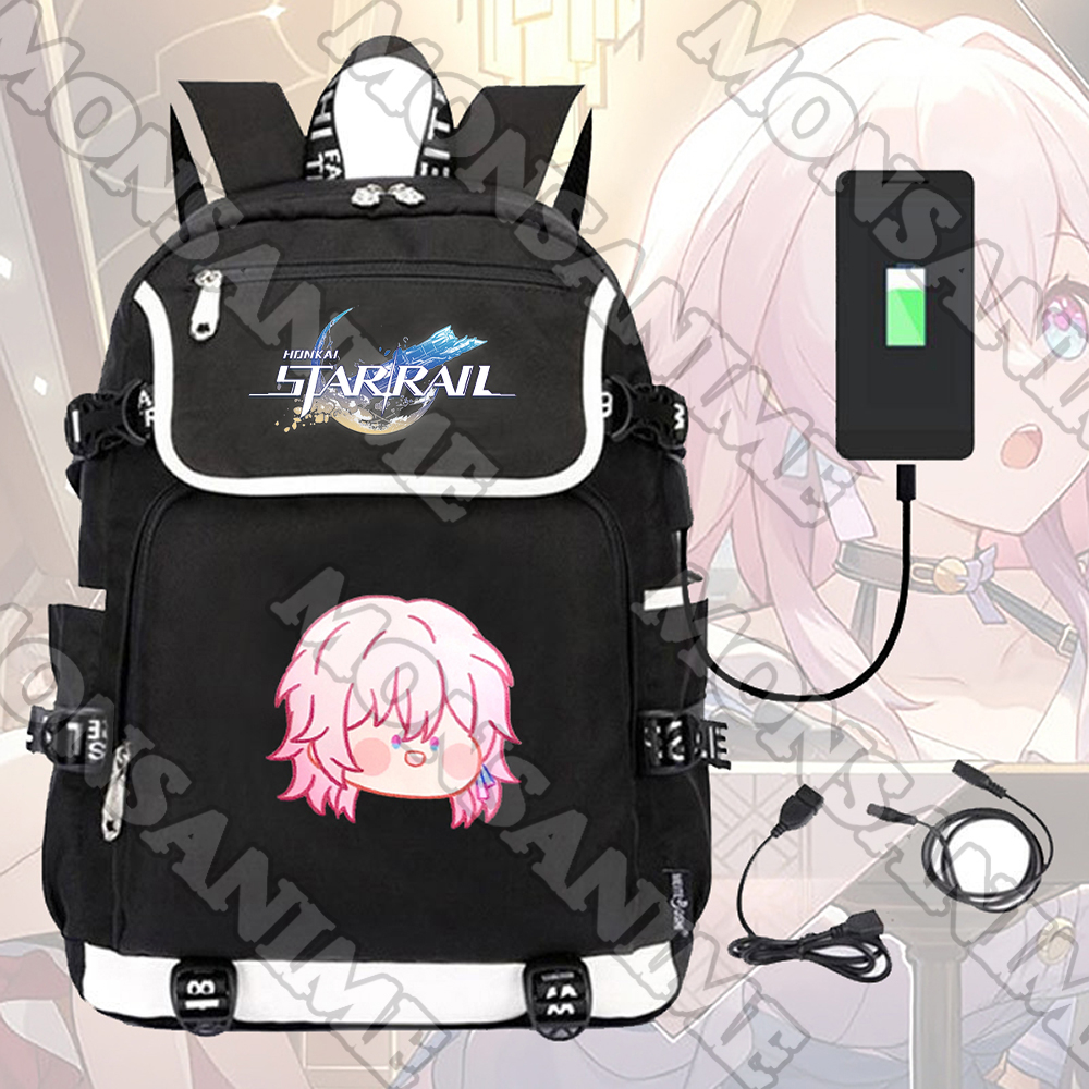 Balo nắp ngang in hình HONKAI STAR RAIL ver MẶT NGƠ game anime chibi cặp sách nam nữ đi học