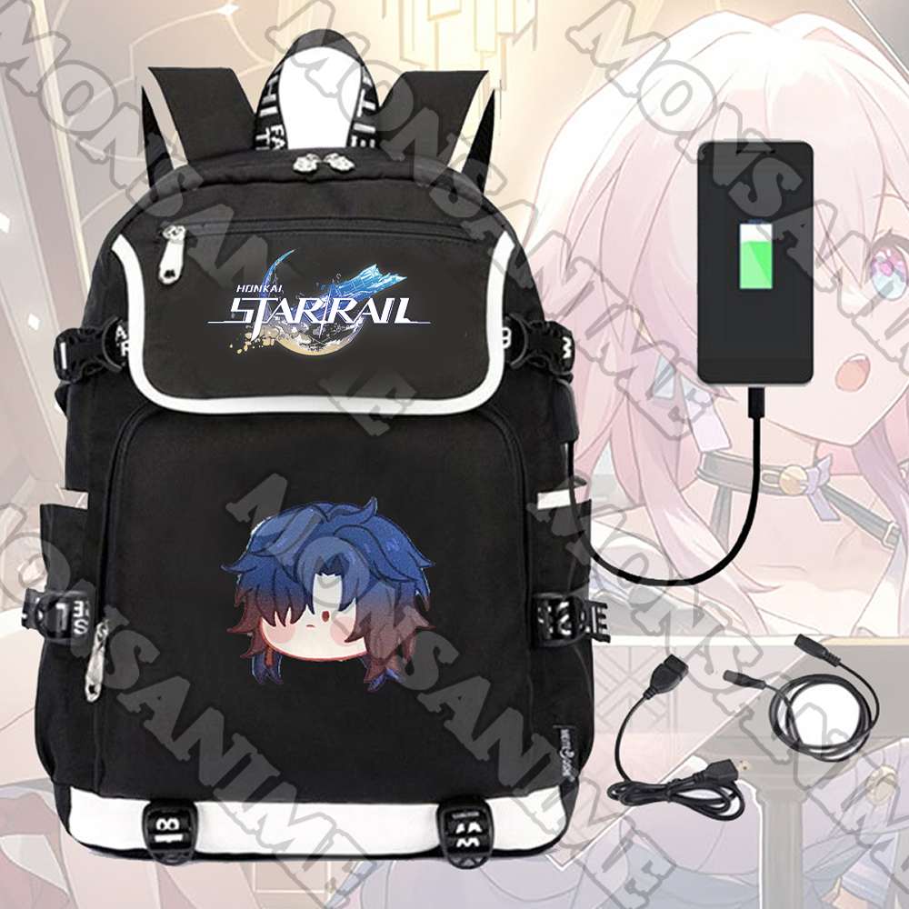 Balo nắp ngang in hình HONKAI STAR RAIL ver MẶT NGƠ game anime chibi cặp sách nam nữ đi học