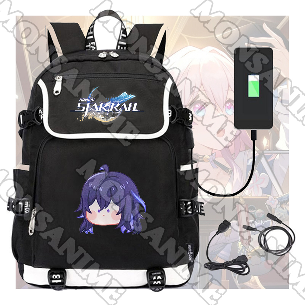 Balo nắp ngang in hình HONKAI STAR RAIL ver MẶT NGƠ game anime chibi cặp sách nam nữ đi học