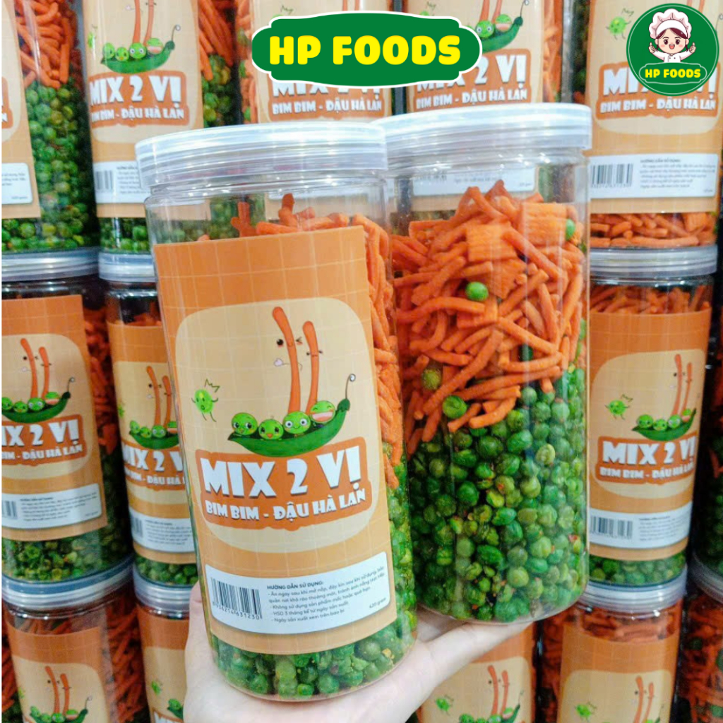Hủ PET 400gr Bim bim MIX 3 Vị Hà Lan - Bắp rim khô bò - Bim bim que siêu giòn siêu ngon - HP FOODS