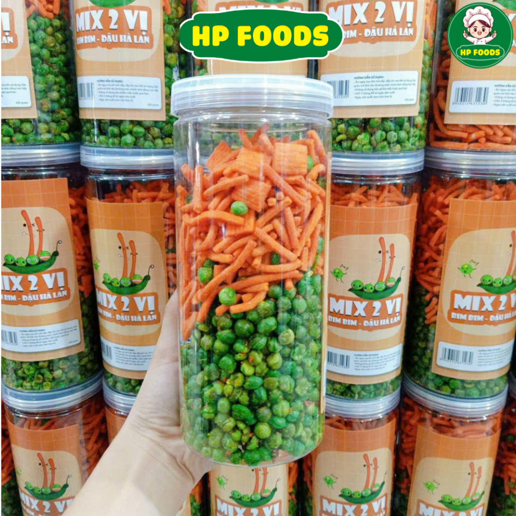 Hủ PET 400gr Bim bim MIX 3 Vị Hà Lan - Bắp rim khô bò - Bim bim que siêu giòn siêu ngon - HP FOODS