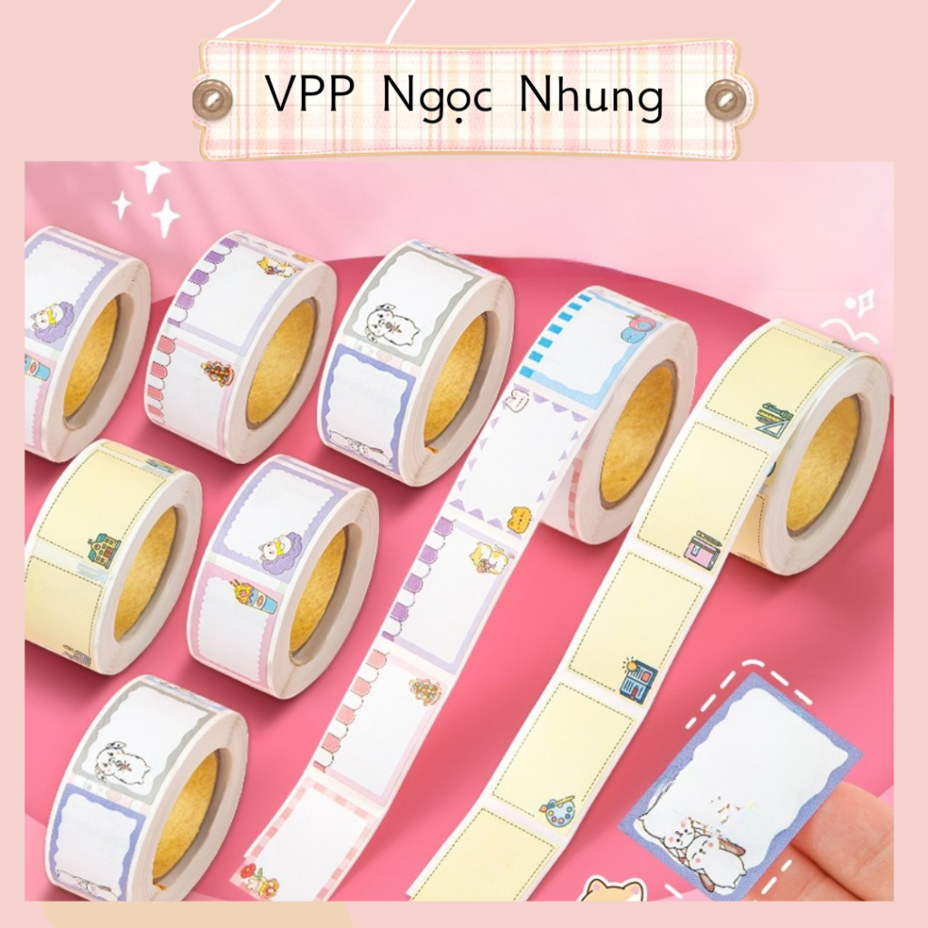 Cuộn 350 nhãn dán ghi nhãn vở, dán chai lọ, tiêu đề