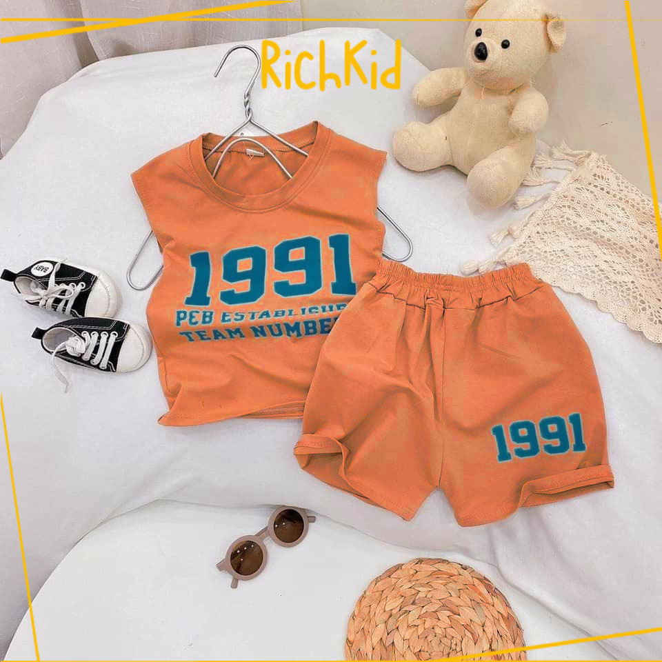 Set bộ quần áo ba lỗ số 1991 RICHKID cho bé trai bé gái