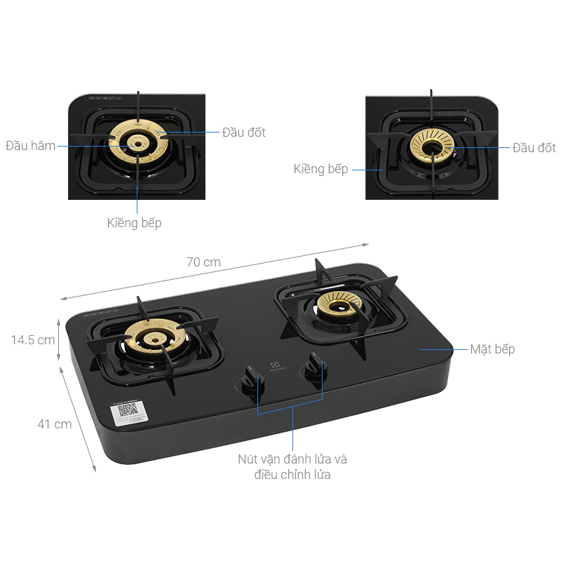 Bếp ga đôi Electrolux ETG7266GKR , Bếp lắp dương, BH 12 tháng - Smarthome97