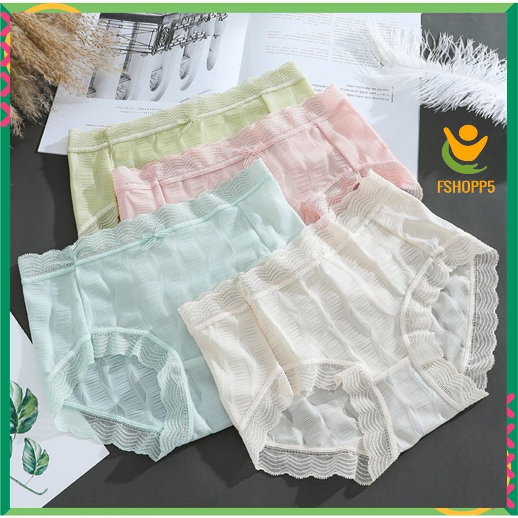 SET 3 QUẦN LÓT SU VIỀN REN ĐÍNH NƠ MÁT LẠNH KHÁNG KHUẨN SEXY LOTNU23