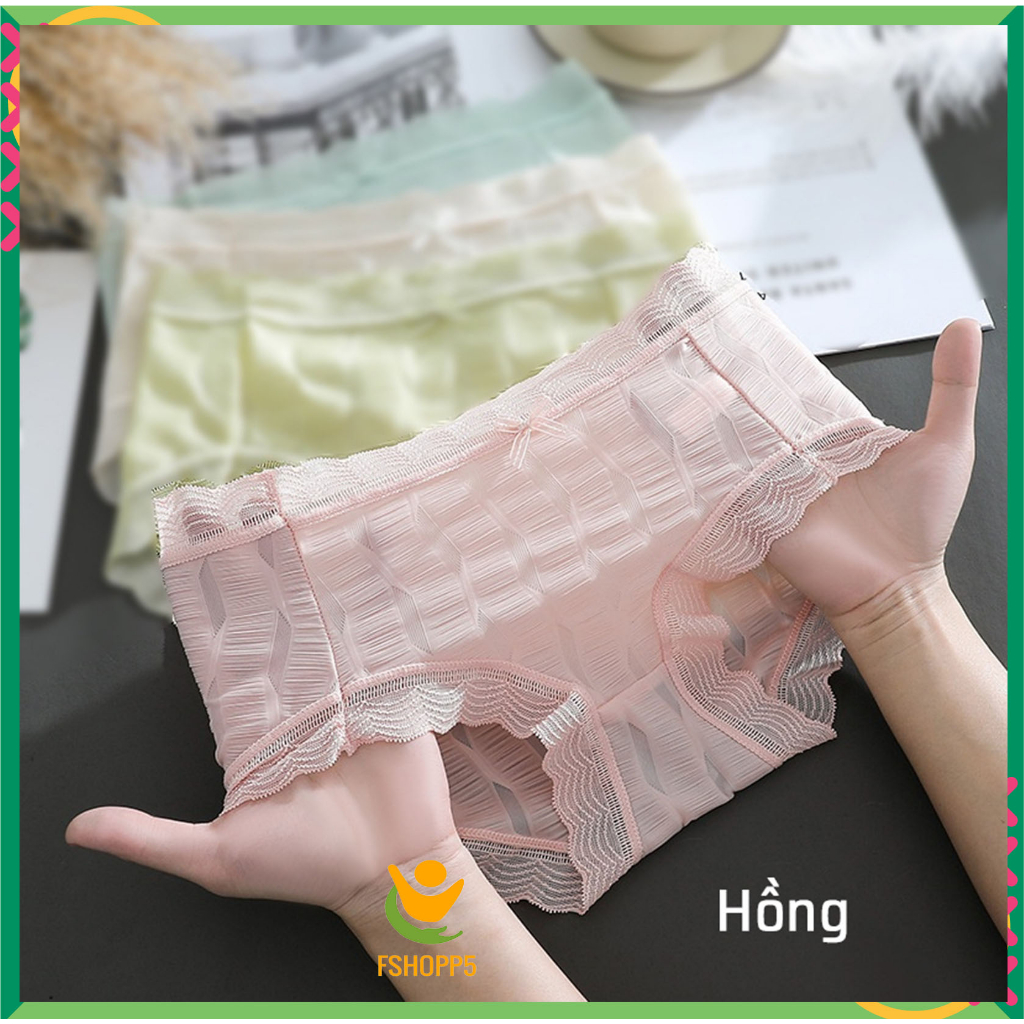 SET 3 QUẦN LÓT SU VIỀN REN ĐÍNH NƠ MÁT LẠNH KHÁNG KHUẨN SEXY LOTNU23