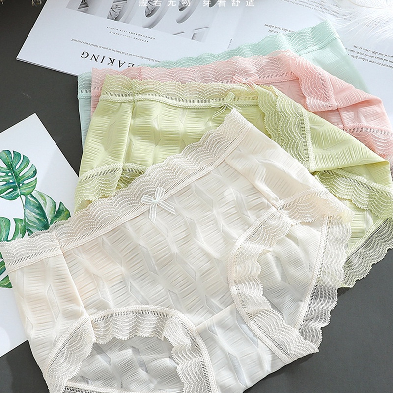 SET 3 QUẦN LÓT SU VIỀN REN ĐÍNH NƠ MÁT LẠNH KHÁNG KHUẨN SEXY LOTNU23