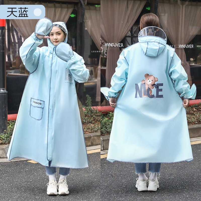 Áo mưa thời trang họa tiết gấu nice thiết kê thân dài có kính chắn mưa và bao tay sử dụng tiện lợi
