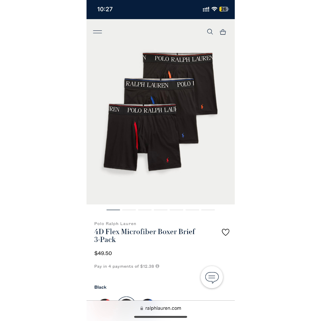 Quần lót nam DÁNG SỊP ĐÙI BOXER cotton co giãn 4 chiều POLO Ralph Lauren 1 chiếc