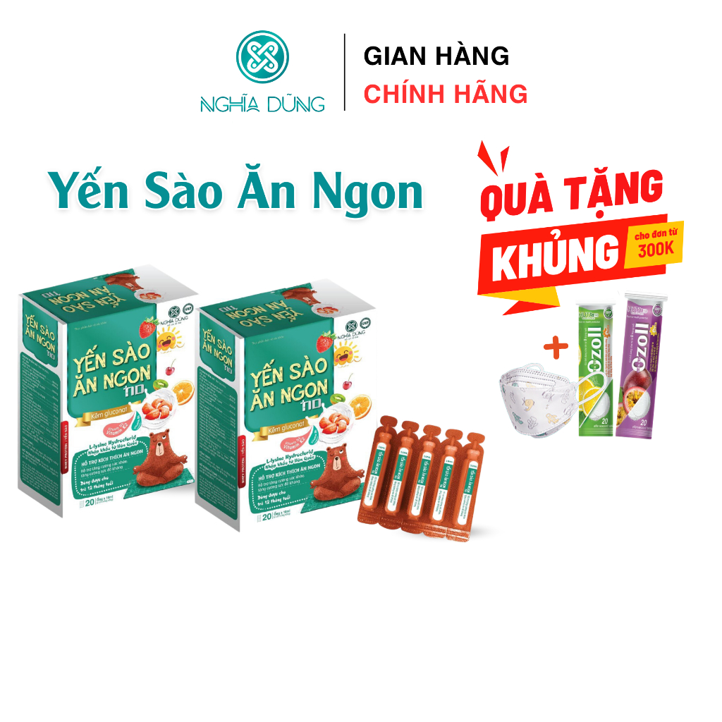 Ăn ngon yến sào Nghĩa dũng (hộp 20 ống *10ml) giúp bé ăn ngon miệng, tiêu hoá tốt bồi bổ cơ thể