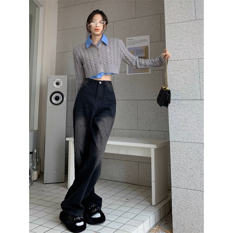 Quần jeans gơ phố lưng cao ống rộng siêu hot