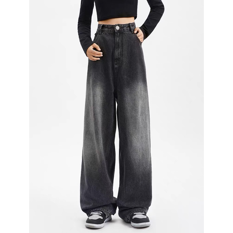 Quần jeans gơ phố lưng cao ống rộng siêu hot