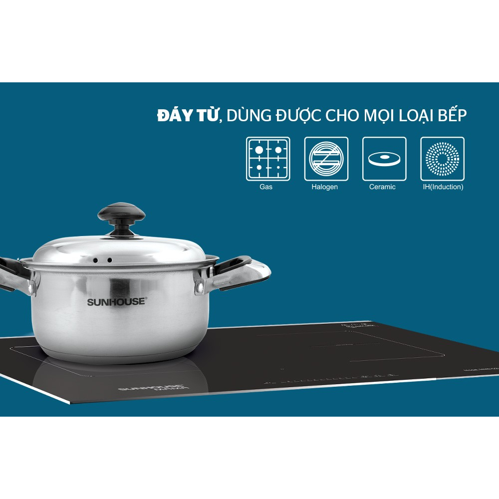 Bộ Nồi Inox 3 Đáy SUNHOUSE SH333 16, 18, 24 cm