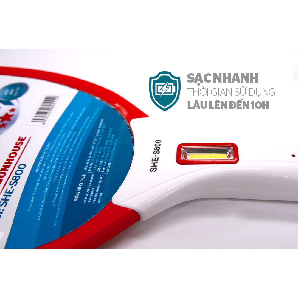 Vợt muỗi SUNHOUSE SHE-S800 màu đỏ
