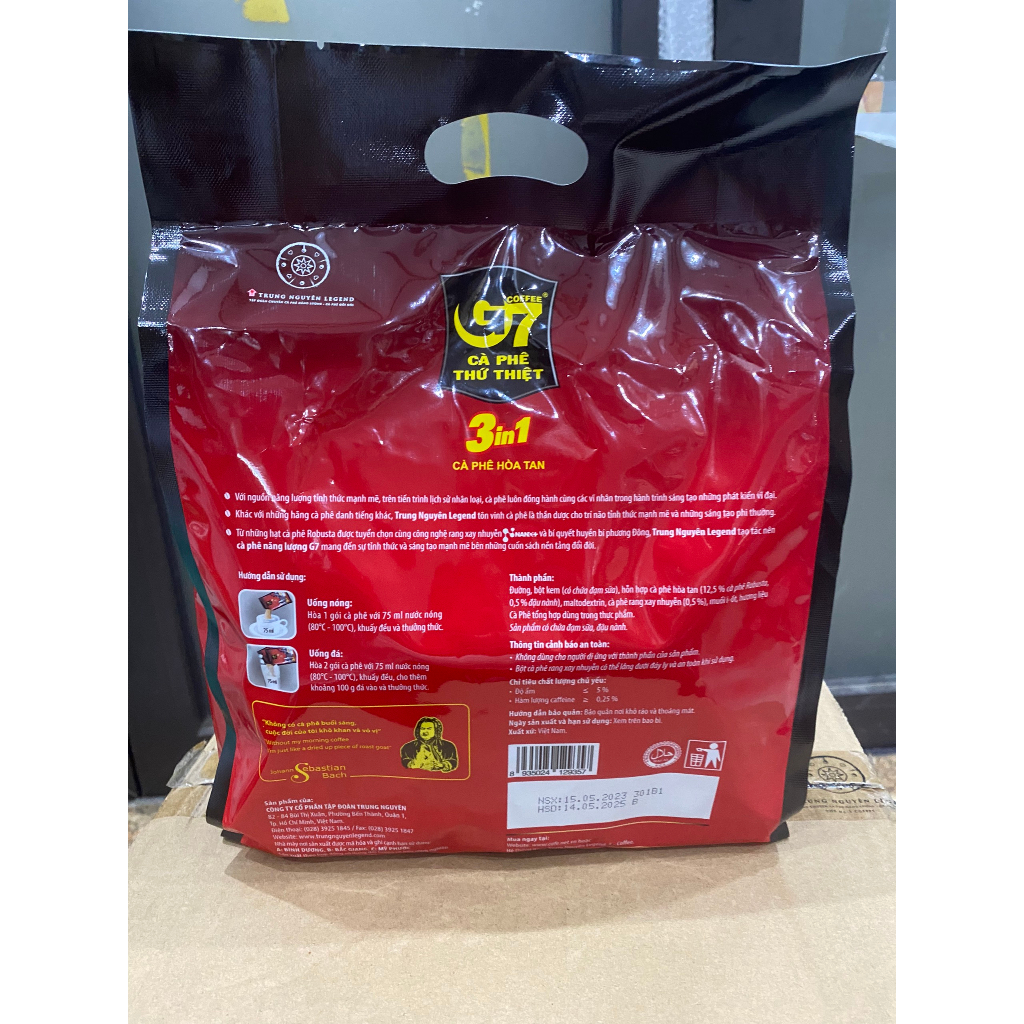 Cà Phê Sữa Hoà Tan G7 3in1_Bịch 50 Gói vuông Trung Nguyên