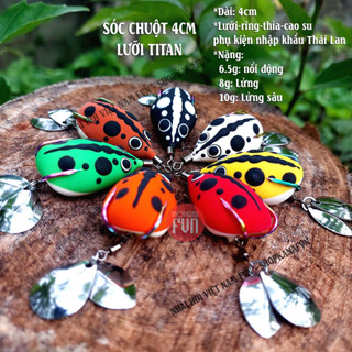  Nhái hơi Chuột Sóc lưỡi Titan 2 thìa độ 7 màu cao su Thái Lan xịn 