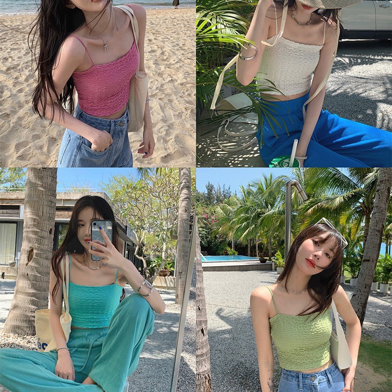 Áo Bra Hai Dây Nữ Xốp Nhún Dáng Lửng Siêu Hot 587 Hot