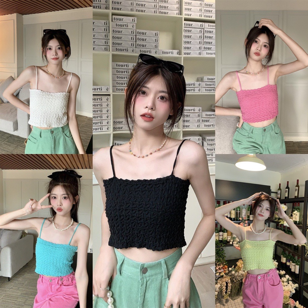 Áo Bra Hai Dây Nữ Xốp Nhún Dáng Lửng Siêu Hot 587 Hot