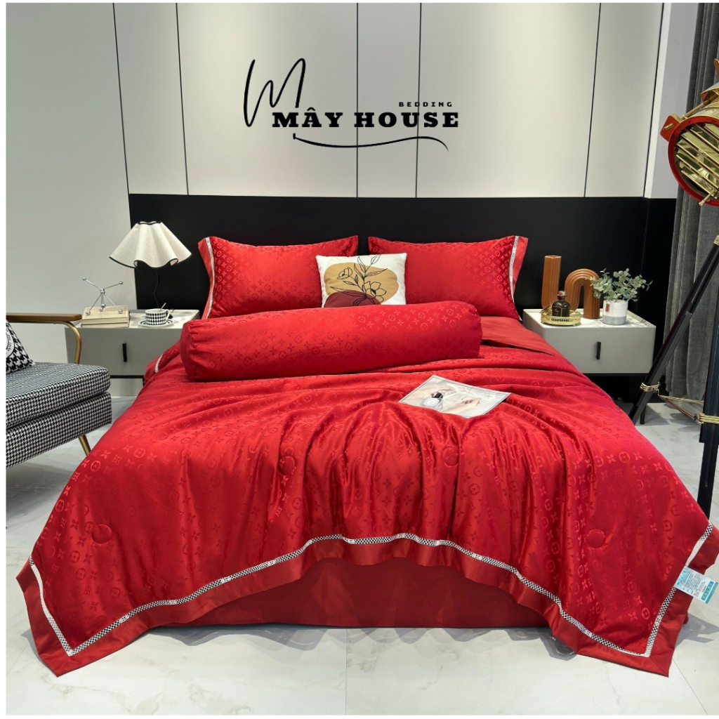 Bộ Chăn Ga Gối Phi Lụa Vân Chìm MÂY HOUSE Sang Trọng Tặng Vỏ Gối Ôm Cùng Màu M2/M4/M6/M8/2M