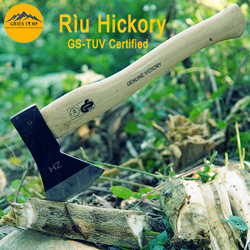 Rìu Đa Năng Cán Gỗ Genuine Hickory SVA-HK01 Kèm Vỏ Bọc Lưỡi Rìu Đạt Chứng Nhận GS_TUV Dùng Cắm Trại Dã Ngoại Sinh Tồn