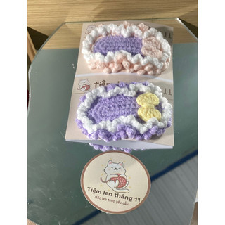 Kẹp tóc màu tím bằng len handmade