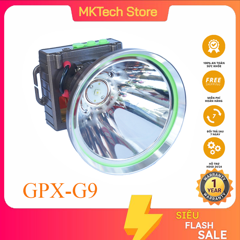 Đèn Đội Đầu Siêu Sáng Công Suất Lớn GPX-G9 2000W, Choá Đèn 10cm, Chiếu Sáng Liên Tục 10H