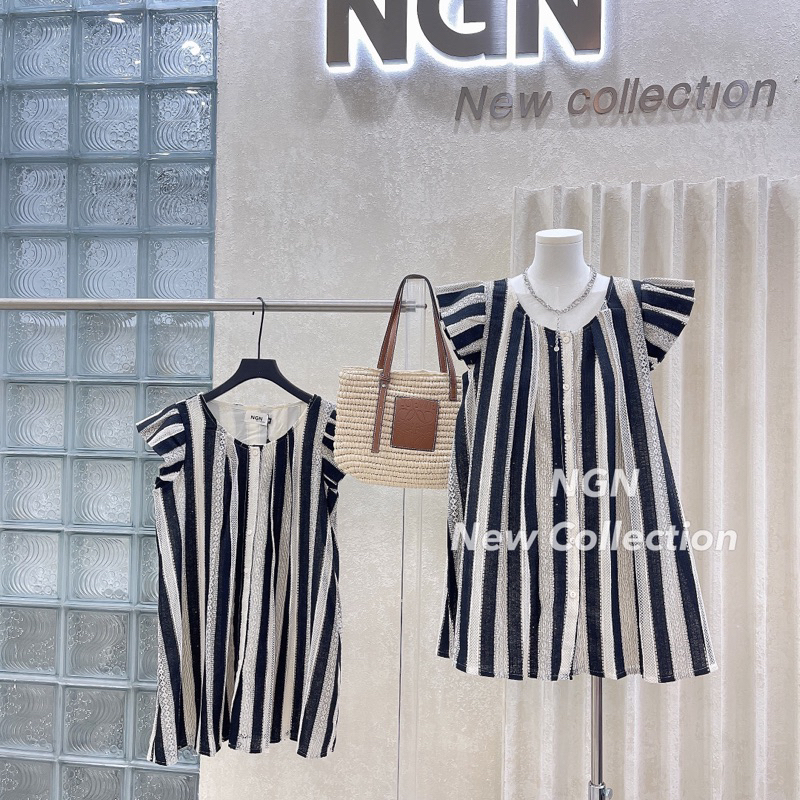 Váy Ren Babydoll Kẻ Sọc Kim Anh Bùi Hot Hit