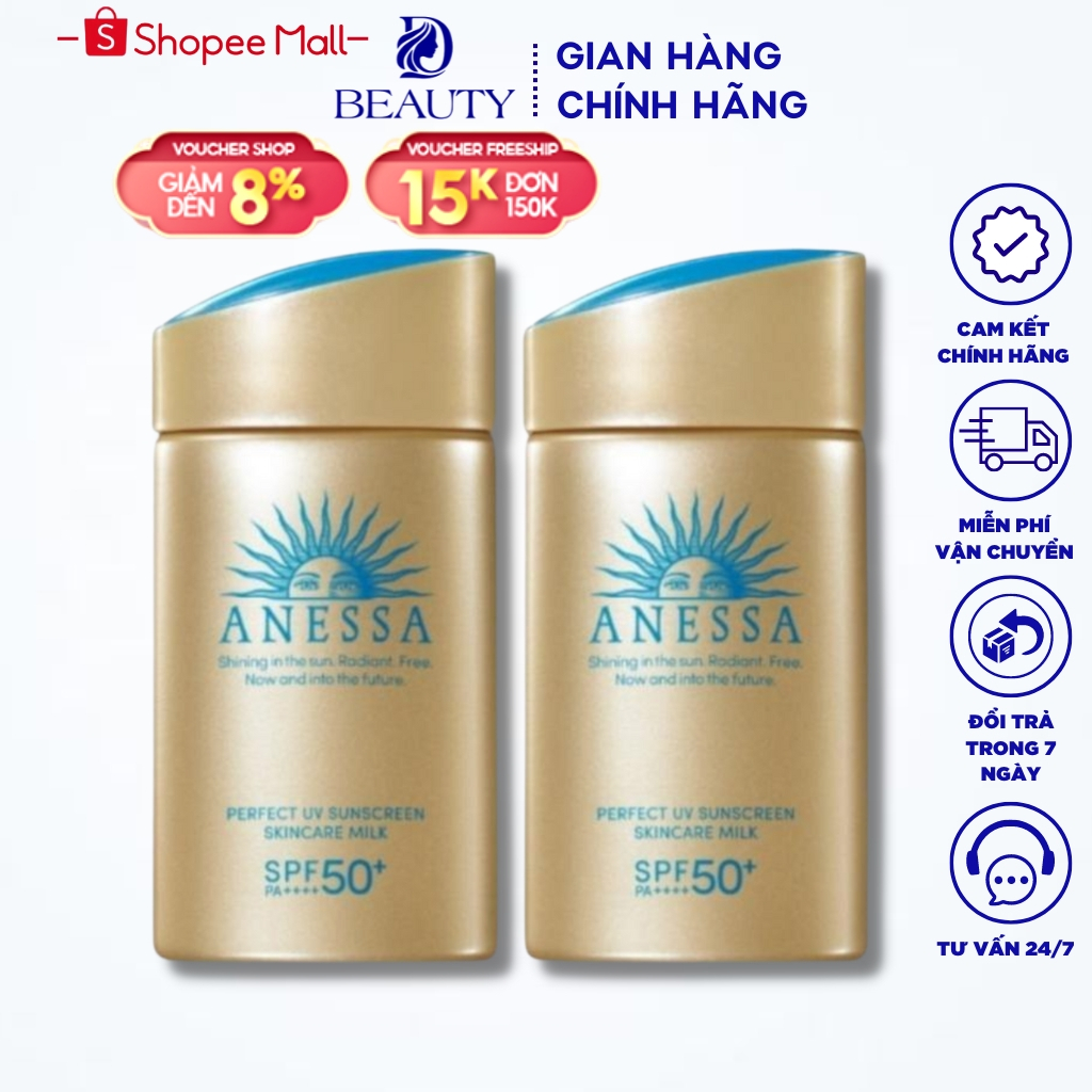 Kem Chống Nắng Anessa Perfect UV SPF50+/PA++++ 60ml Chính Hãng Dưỡng Da Kiềm Dầu Bảo Vệ Hoàn Hảo