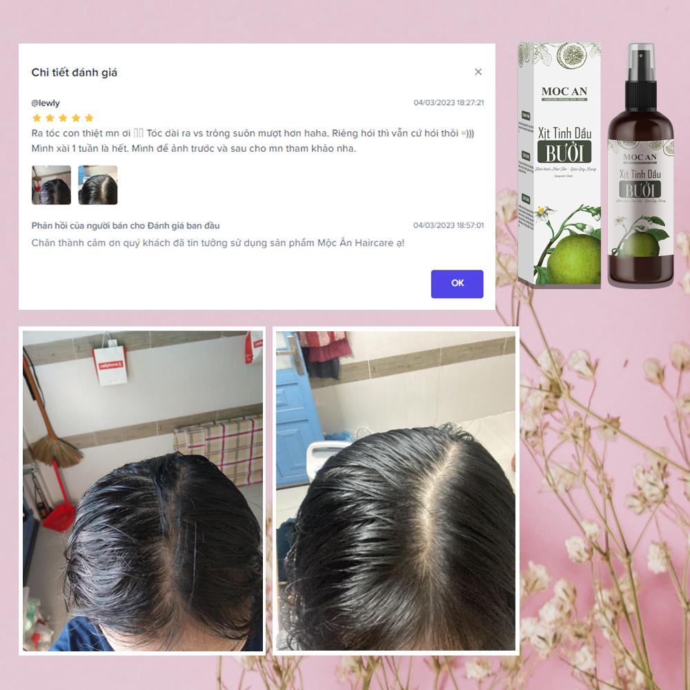 Tinh dầu bưởi xịt tóc nguyên chất Mộc Ân Haircare, giúp tóc chắc khỏe, giảm rụng tóc và dài nhanh 120ml