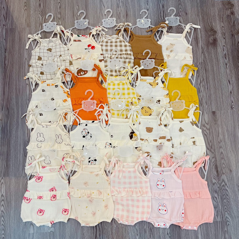 Combo 5 Body Muslin Sợi Tre in hoạ tiết dễ thương