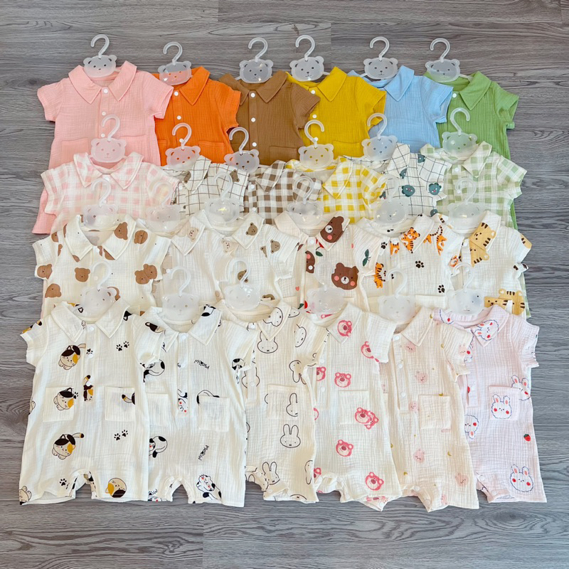 Combo 5 Body Muslin Sợi Tre in hoạ tiết dễ thương