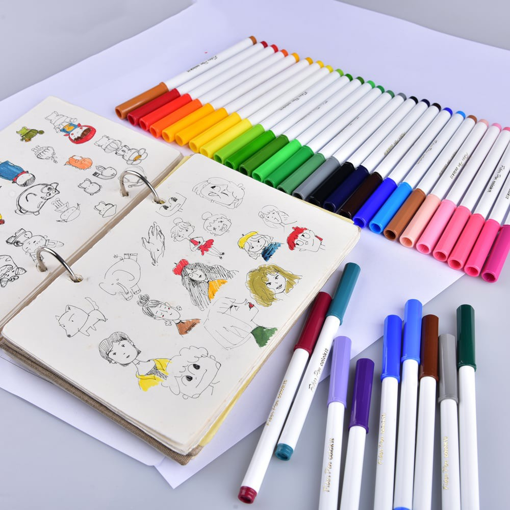 Bút Lông 36 màu Fiber Pen Washable - Nét mảnh nét to - Colokit SWM-C06