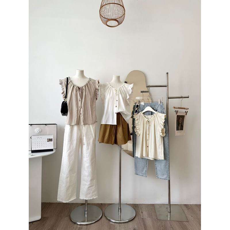 Áo sơ mi tay bèo cổ rút dây 23'September Clothes