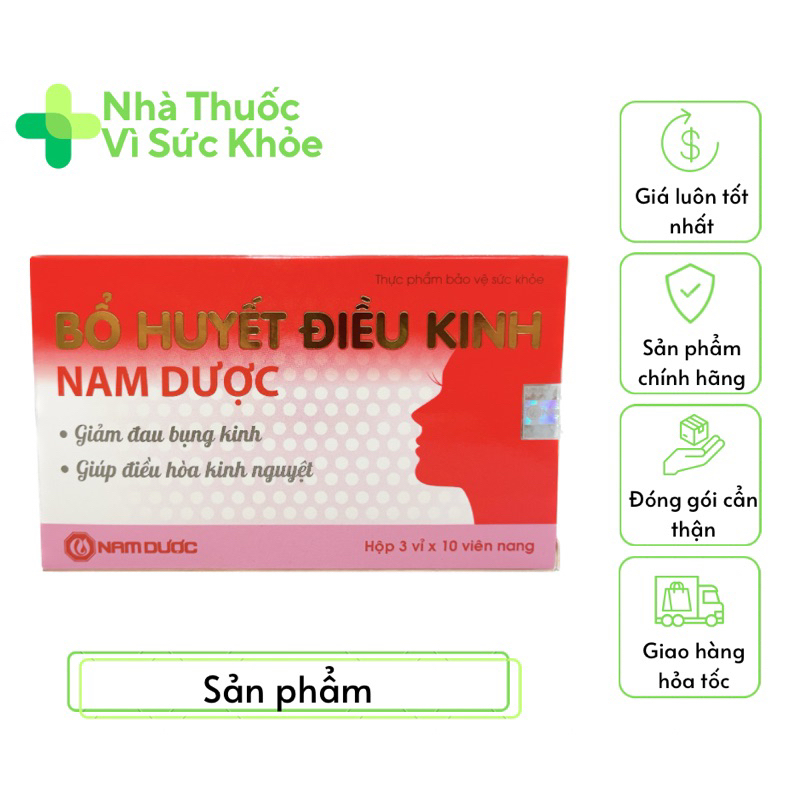 ✅[Chính hãng] Bổ Huyết Điều Kinh Nam Dược giúp giảm đau bụng kinh, điều hoà kinh nguyệt (Hộp 30 viên)