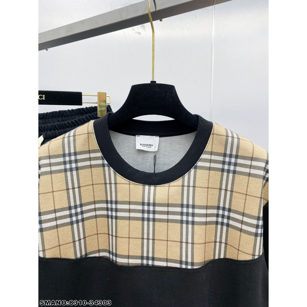 Bộ quần áo tay lỡ BBR phối kẻ cực hót - Form Unisex Nam/Nữ chất liệu Cotton mềm mịn