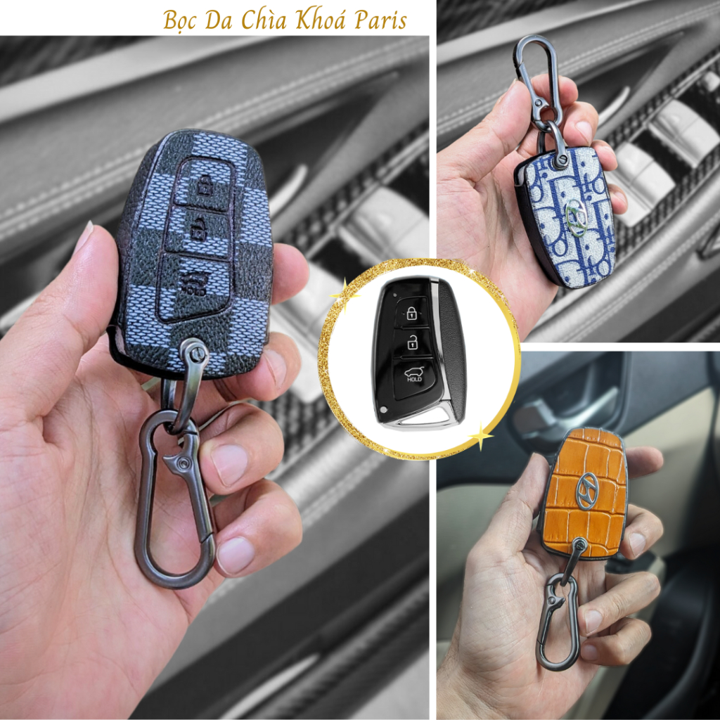Bọc chìa khoá Hyundai Santafe 2016-2018 Genesis sang trọng, ốp chìa khoá ô tô santafe genesis trẻ tr