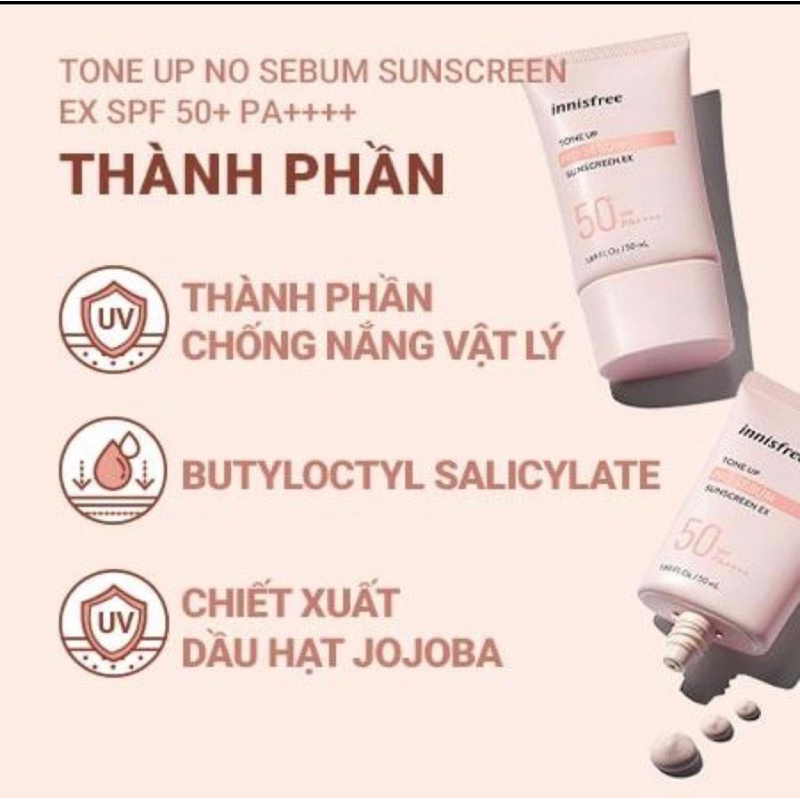 KEM CHỐNG NẮNG INNISFREE DAILY UV PROTECTION CREAM NO SEBUM SPF50 PA+++ 50ML