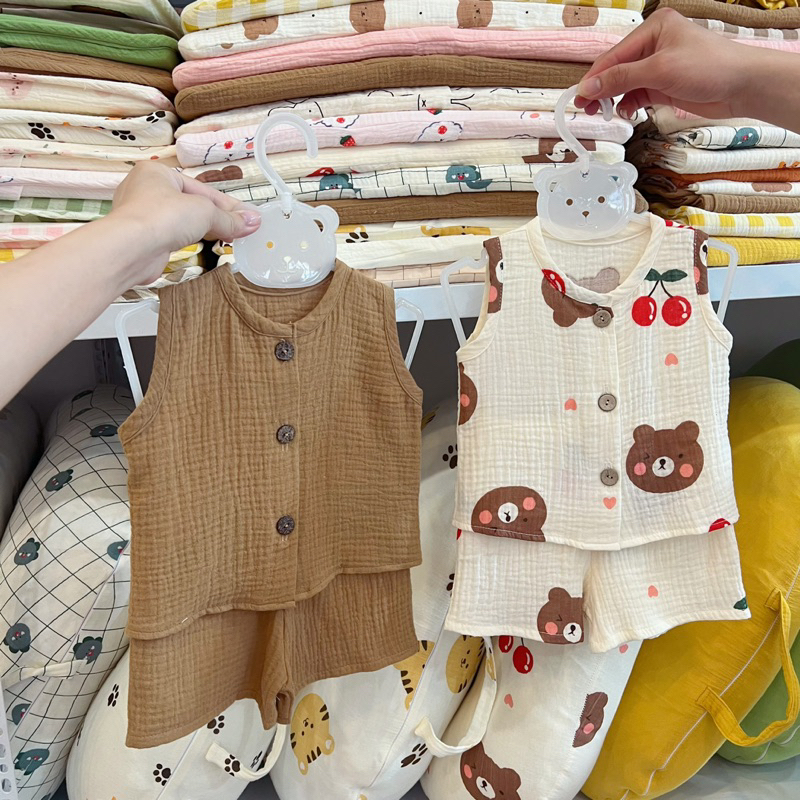 Combo 5 Bộ Cộc Muslin Sợi Tre mềm mát siêu nhẹ 4-15kg