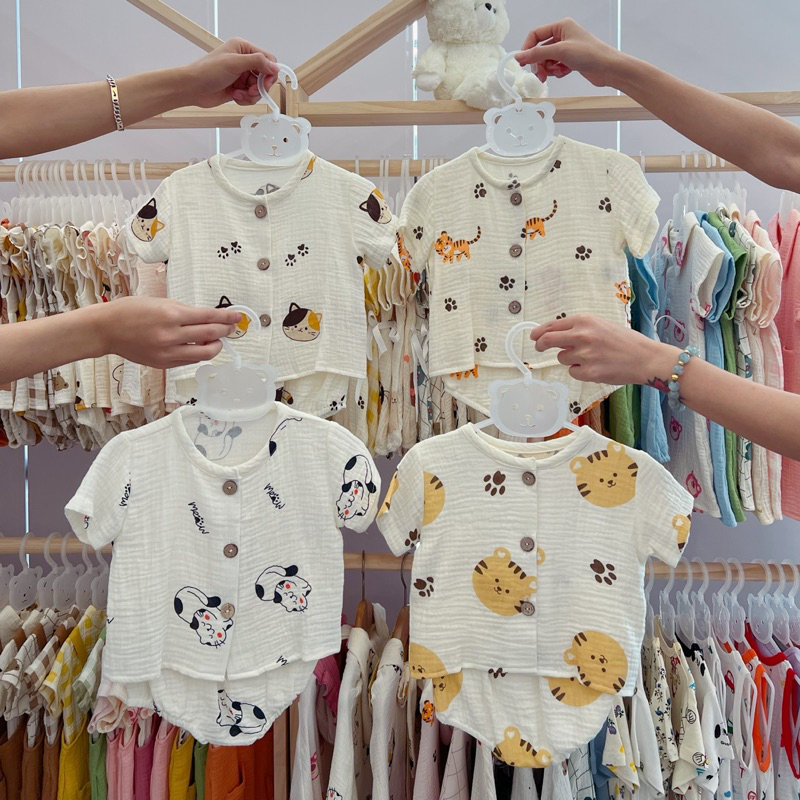 Combo 5 Bộ Cộc Muslin Sợi Tre mềm mát siêu nhẹ 4-15kg