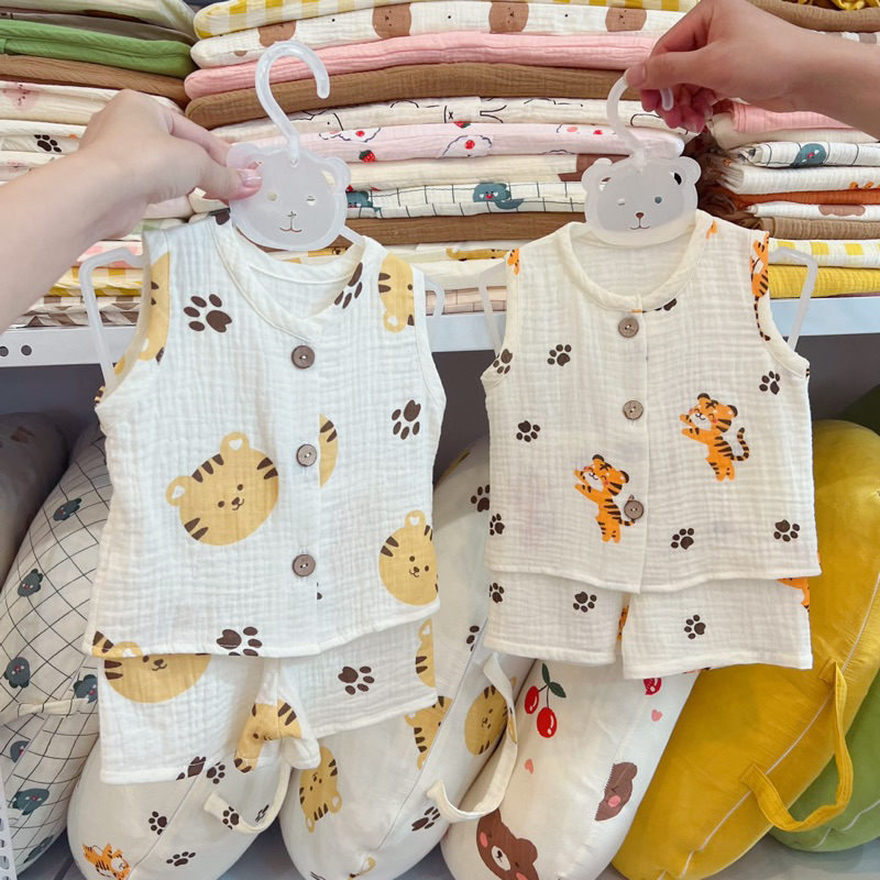 Combo 5 Bộ Cộc Muslin Sợi Tre mềm mát siêu nhẹ 4-15kg