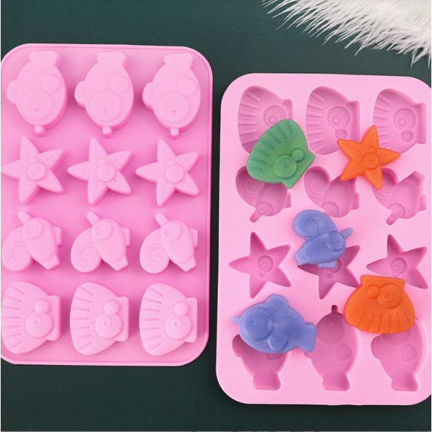 HCM-Khuôn Silicon Động Vật Biển Dễ Thương Làm Socola, Đậu Hũ Non, Thạch Rau câu, Pudding CAKESHOP