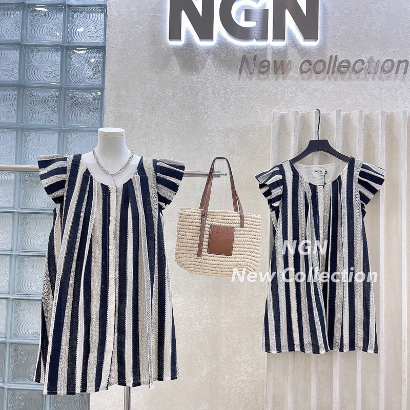 Váy Ren Babydoll Kẻ Sọc Kim Anh Bùi Hot Hit