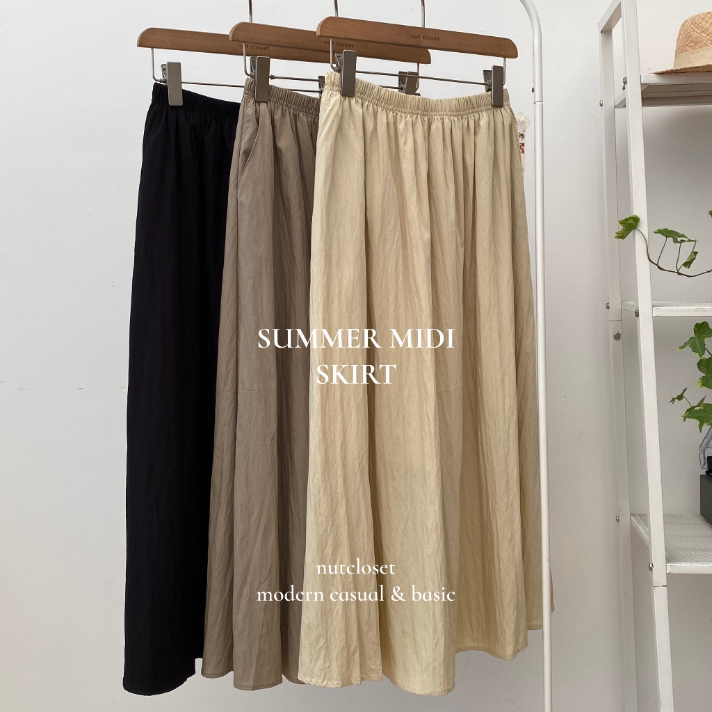 SUMMER MIDI SKIRT - Chân váy thô xoè dáng dài 8859_CV0133