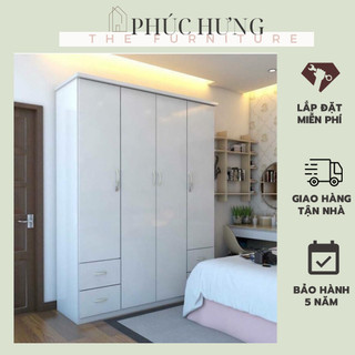 Tủ nhựa Đài Loan - tủ quần áo nhựa 4 cánh Đài Loan màu Trắng hồng xanh dương vân gỗ óc chó vân gỗ