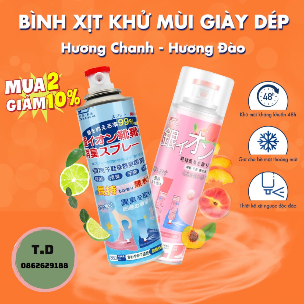 Chai Xịt Khử Mùi Giày Dép NaNo Bạc, Xịt Khử Mùi Hôi Chân Nano - T1268