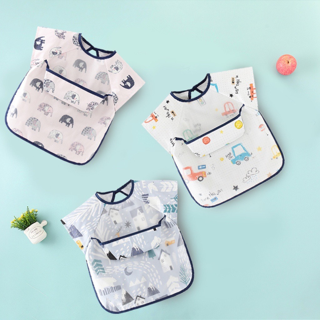 Áo Yếm Ăn Dặm Cộc Tay Máng Yếm Hứng Sâu Mamamy