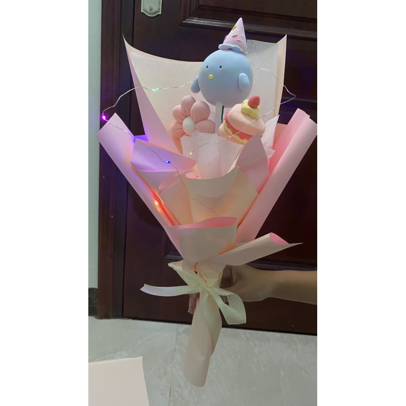 Hoa Đất Sét Tự Khô Làm Quà Tặng Ý Nghĩa-Kèm Đèn Và Túi