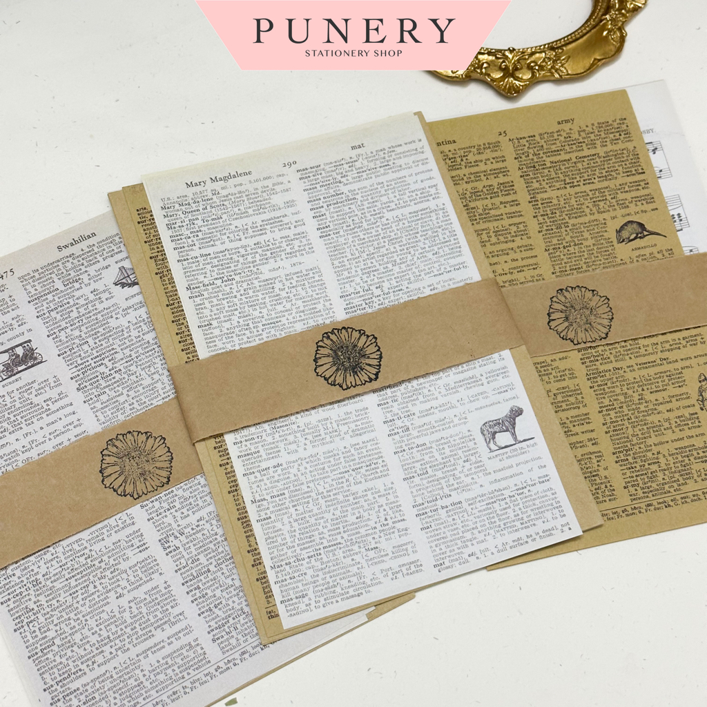 PUNERY - PU033 - Set 10 tờ giấy nền decor trang trí phong cách Vintage Ver.1