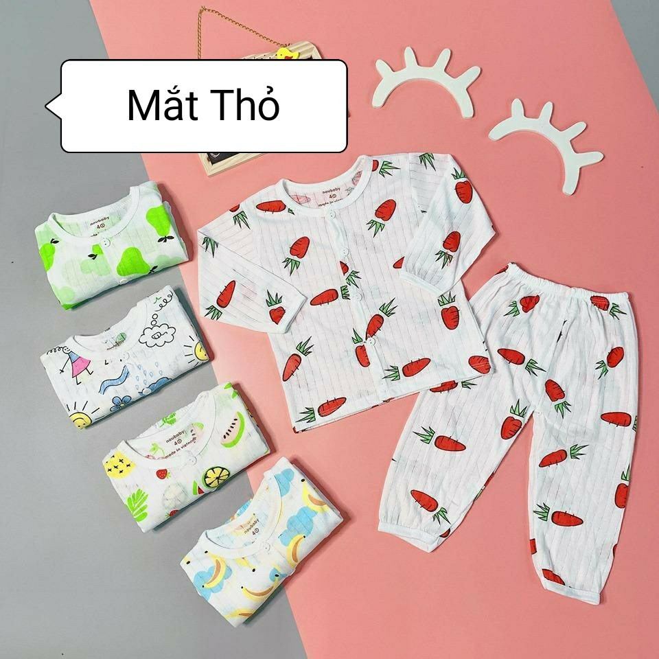 Bộ cotton giấy dài tay cho bé trai gái sơ sinh từ 0-36 tháng tuổi