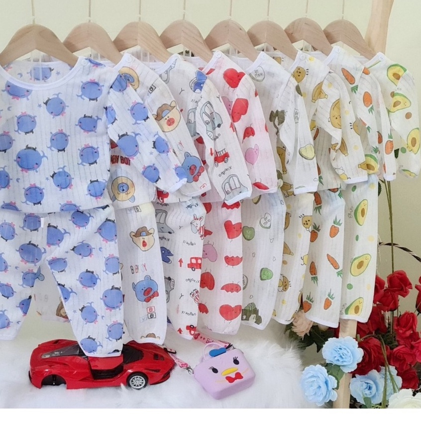 Bộ cotton giấy dài tay cho bé trai gái sơ sinh từ 0-36 tháng tuổi